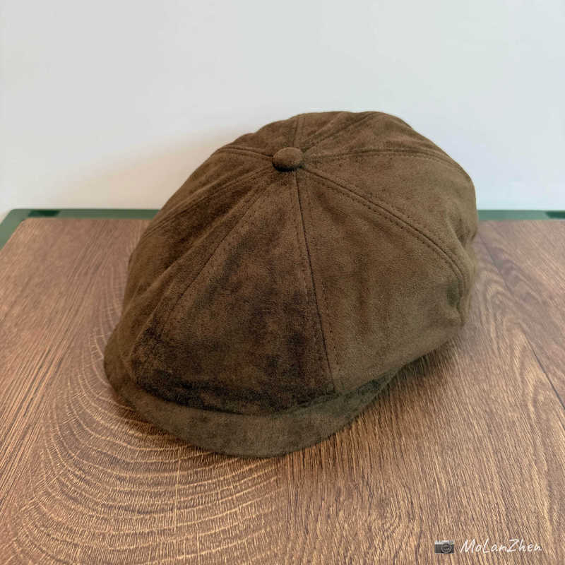 日系复古高品质麂皮绒报童帽子男女秋冬英伦风大版型显脸小八角帽|undefined