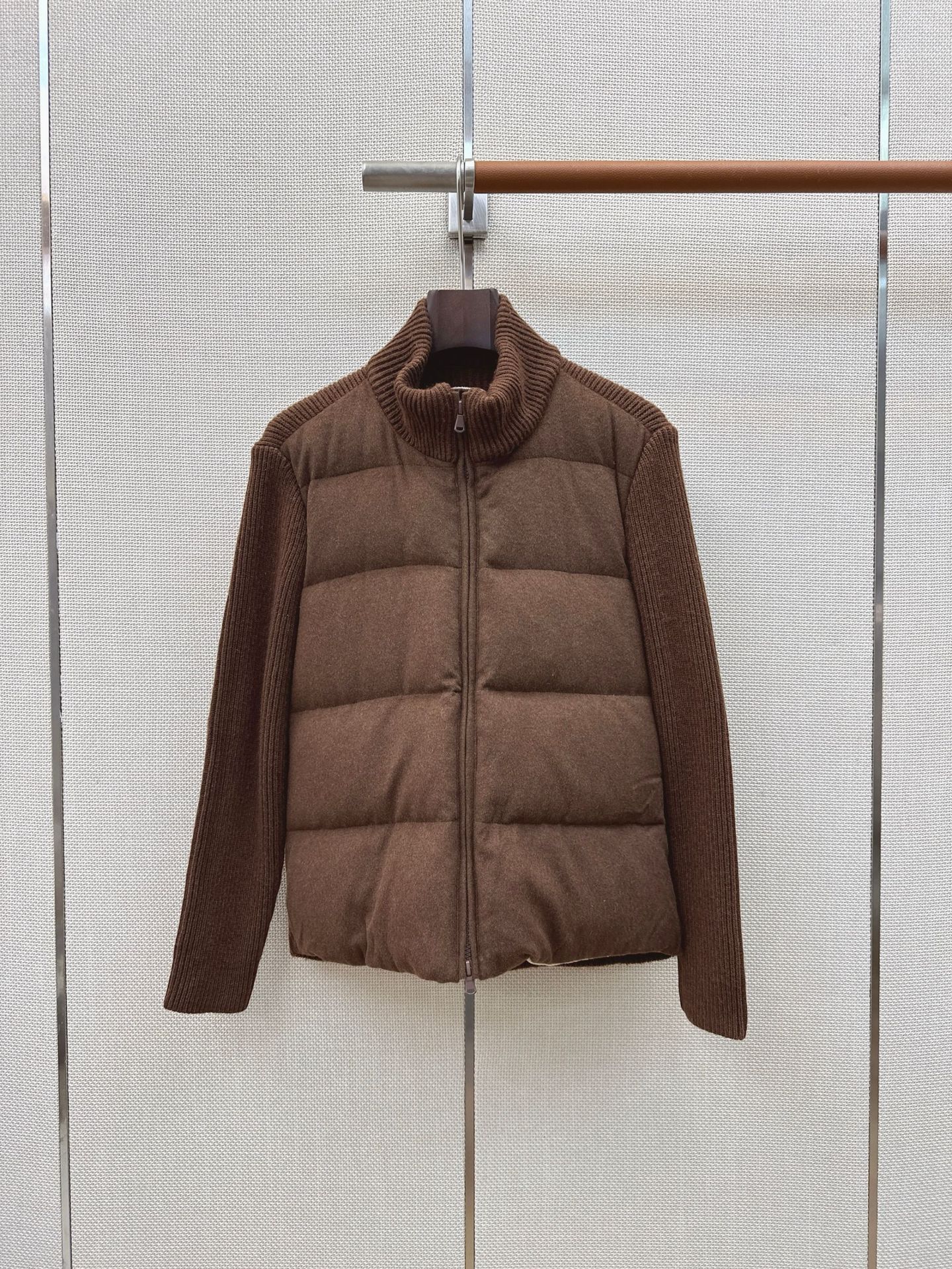 BORBOTIE Women's Coat 2026 Spring and Autumn New BC Wool Patchwork Down Short Stand Collar Down Jacket