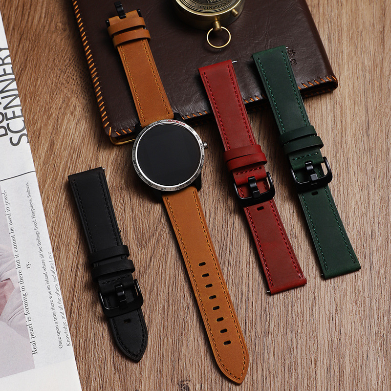 Apple iwatchsS10 Samsung Huawei GT45 Xiaomi 8/9pro クレイジーホースパターンつや消しレザーピンバックルウォッチに適しています。|undefined