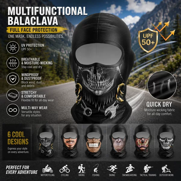 Cross-border skull sun protection riding hood motorcycle Ice Silk full face mask spring and summer outdoor windproof scarf for men and women