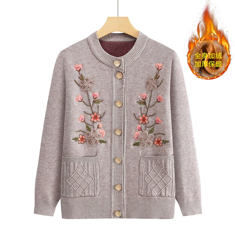 Средний и пожилой кардиган бабуля свитер осень-зима для пожилых людей свободный повседневный куртка мама удобная теплая одежда