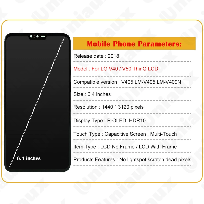 Applicable to the LG V40 / V50 Thinq screen assembly original LCD display inner and outer screen
