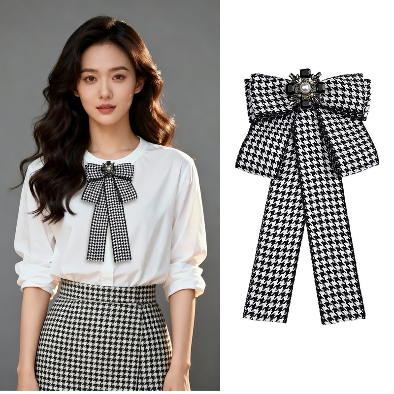Houndstooth Collar Flower Pearl Crystal Bow Collar Brooch Shirt School Uniform Collar Accessories Women's Factory Direct Sales Chest Accessories Houndstooth Collar Flower Pearl Crystal Bow Collar Brooch Shirt School Uniform Collar Accessories Women's Factory Direct Sales Chest Accessories