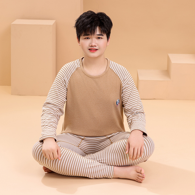 青少年初中生秋衣秋裤胖大童保暖内衣男童睡衣加肥大码女孩打底衫|undefined