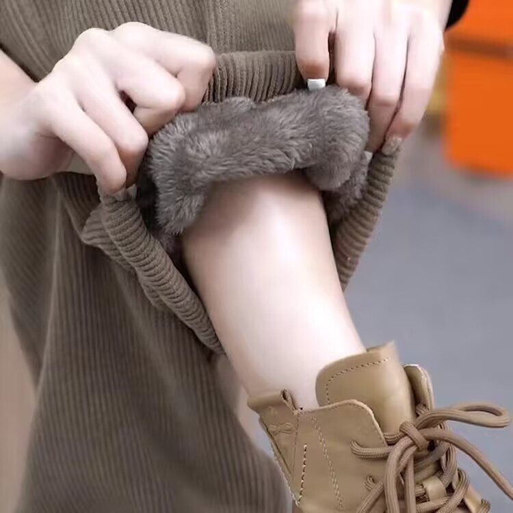 Cross-border Fashion All-match Corduroy Cashmere Women's Pants High-waist Trousers Extra-thick fleece-lined Thickened Casual Harlan Pants