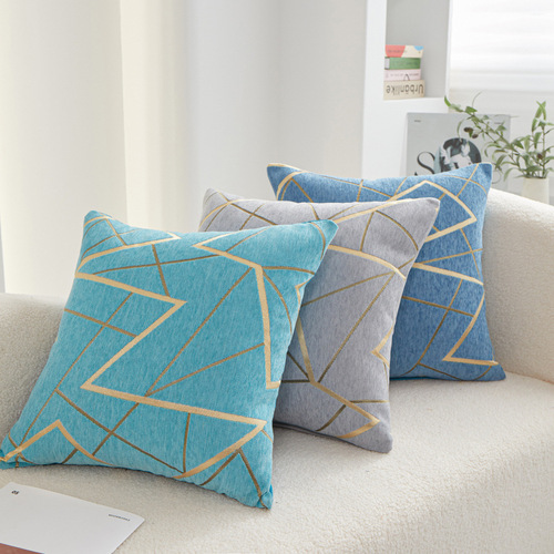 Colorful pillows, simple pillow cases, European retro cushions, living room lines, three-dimensional sense, high-end chenille cushions, detachable