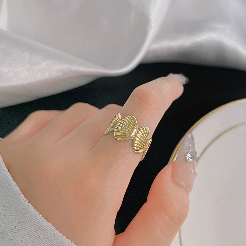 新中式复古沙金开口可调节戒指女新款时尚甜美轻奢小众精致指环|undefined