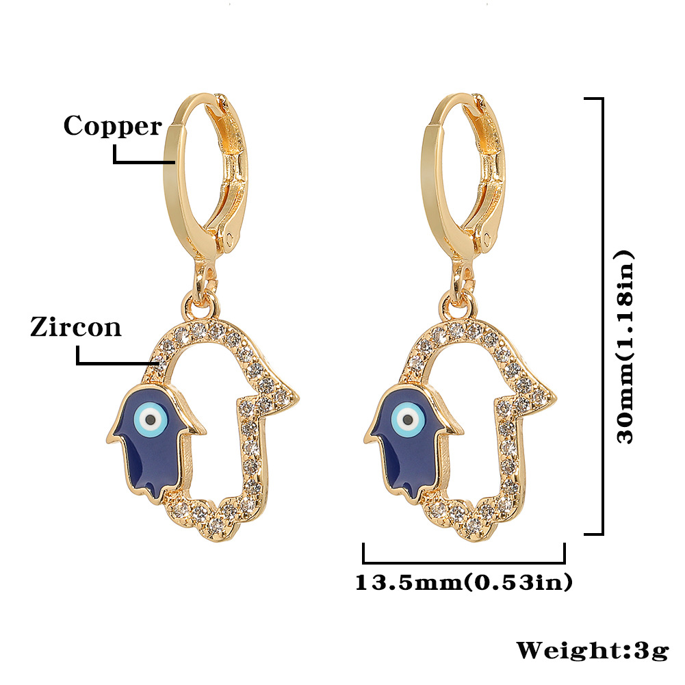 Fashion Devilu0027S Eye Heart Shape Copper Inlay Zircon Earrings 1 Pair