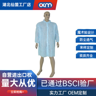 Disposable White Coat Overalls, Non-Woven Lab Coats, Thickeneded Isolation Suits with Velcro, Dust-Proof Visitor Suits