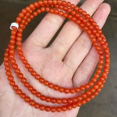 南红批发天然保山南红柿子红4mm三圈小米珠佛珠手链红润可diy珠子