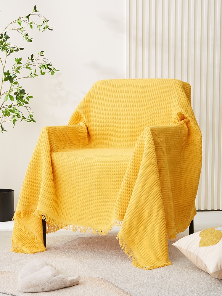 沙发盖布米黄纯色网红沙发套全包防尘罩北欧提花线毯工厂