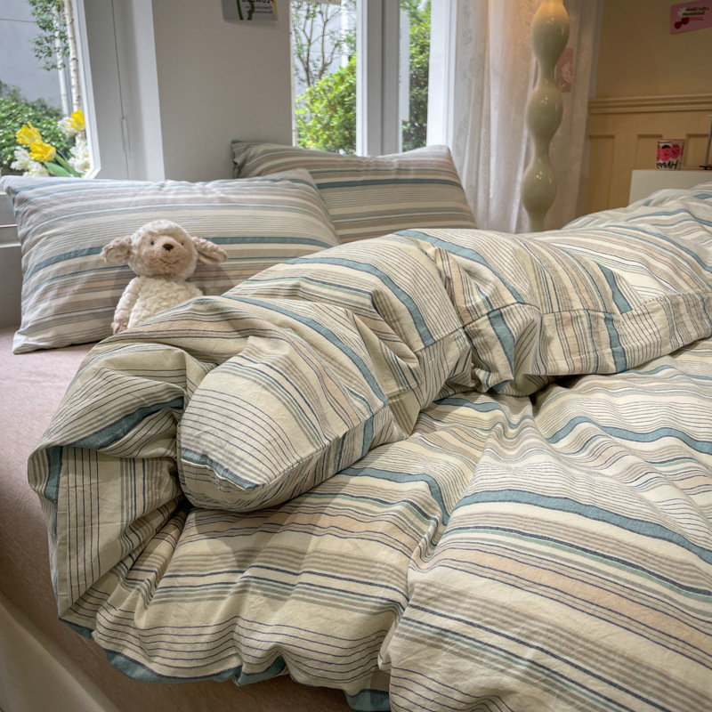 2024 nuevo traje de cuatro piezas de algodón de nube suave y ceroso sin impresión de algodón lavado de viento de tres piezas