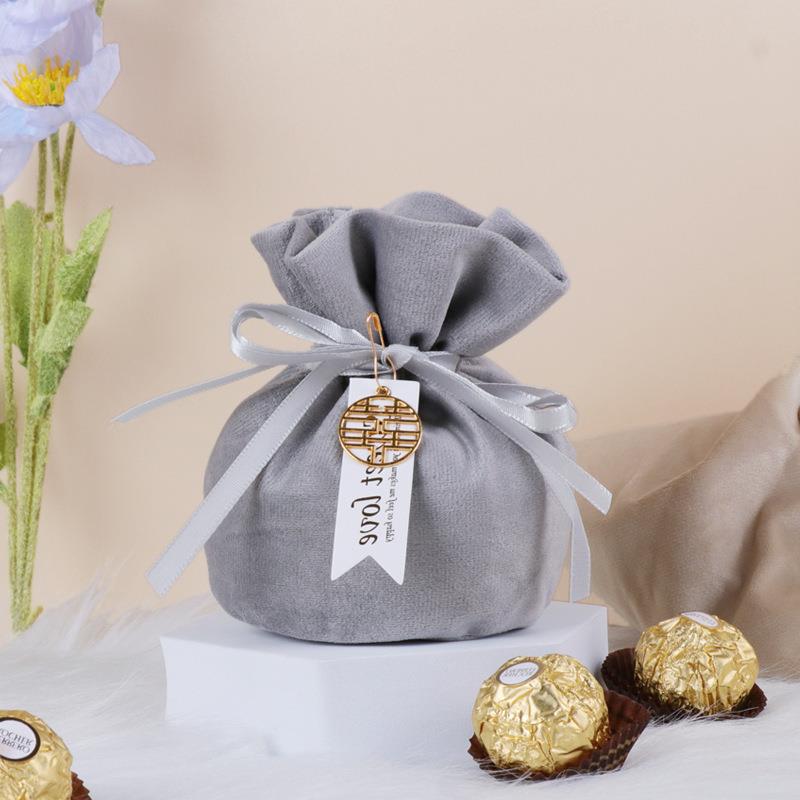 실버 회색 사탕 가방 [술과 동등한 리본]]