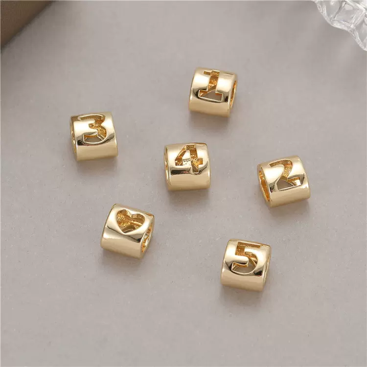 新款14K金数字串珠转运珠diy手工编织手绳手链散珠配饰