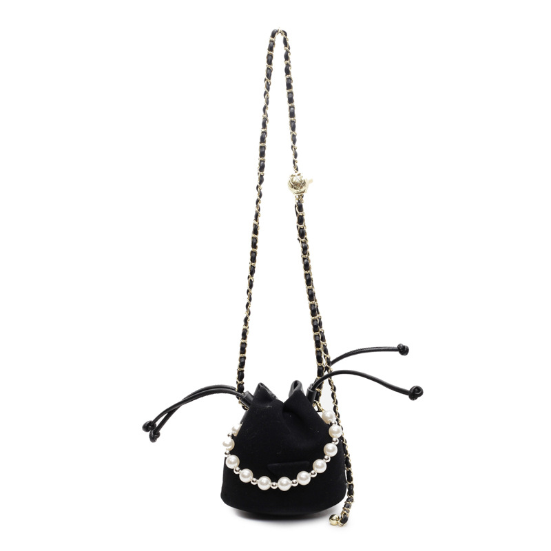 Bolso de cubo de textura transfronteriza 2025 nuevo bolso de mujer bolso de hombro esmerilado retro bolso de mensajero con cadena de cuentas