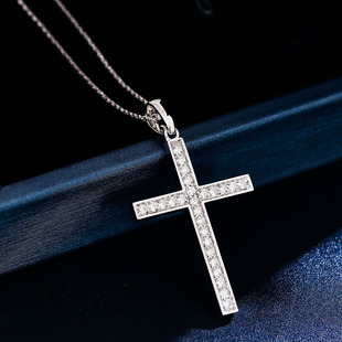 Cross border hot sale cultivation drill DEF/VVS cross pendant K gold necklace factory wholesale men and women sweater chain hip hop