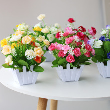 桌面栅栏绢花餐桌插花装饰摆件假花塑料花摆设客厅电视赵之李