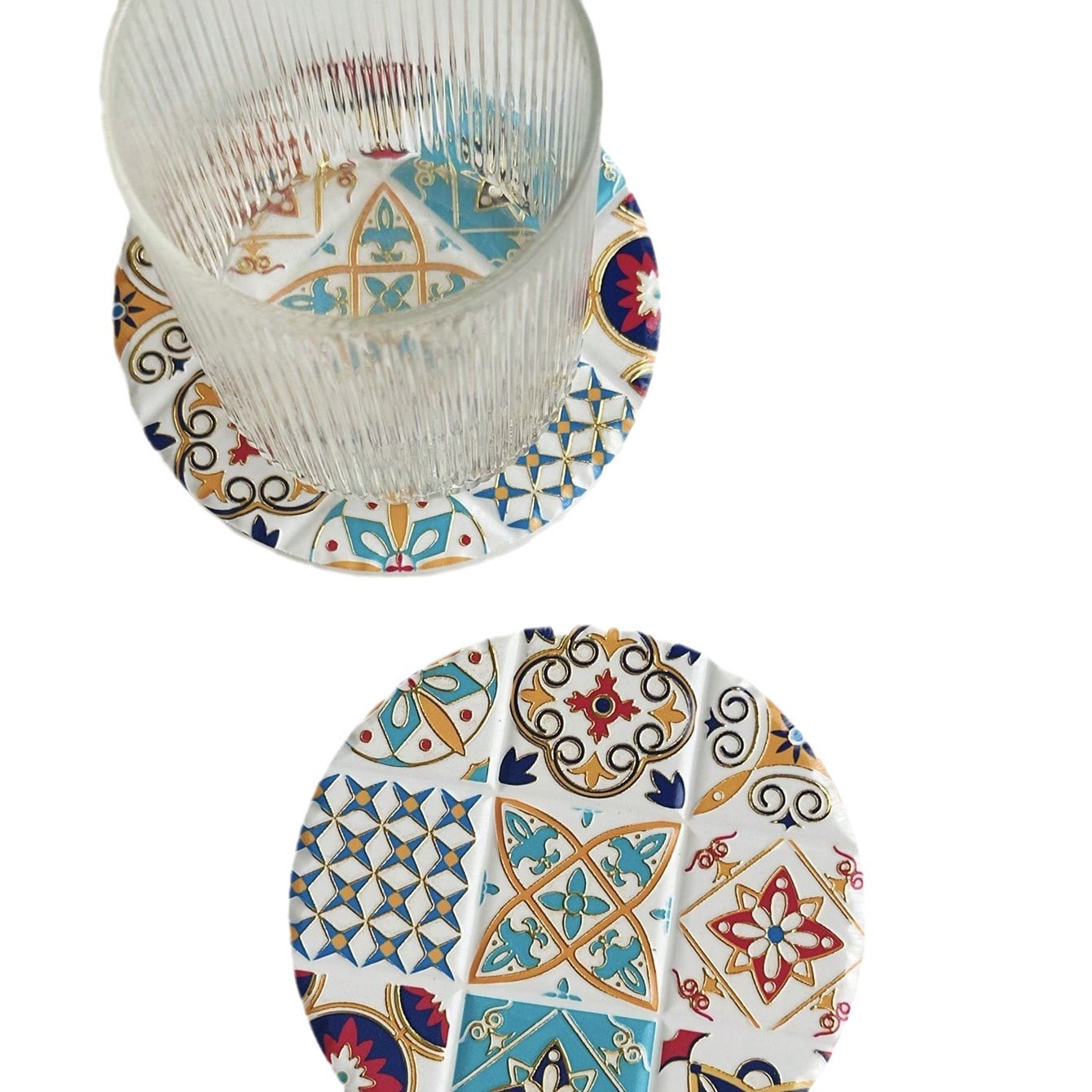 Nueva ronda transfronteriza tridimensional en relieve dorado Montaña Rusa Amazon corcho almohadilla de aislamiento café europeo y americano retro montaña