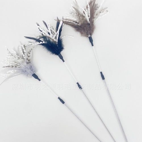 Direct Sales from Starwisecat - Spiral Rod Cat Wand with Natural Multi-Color Firebird Feathers Cat Toy