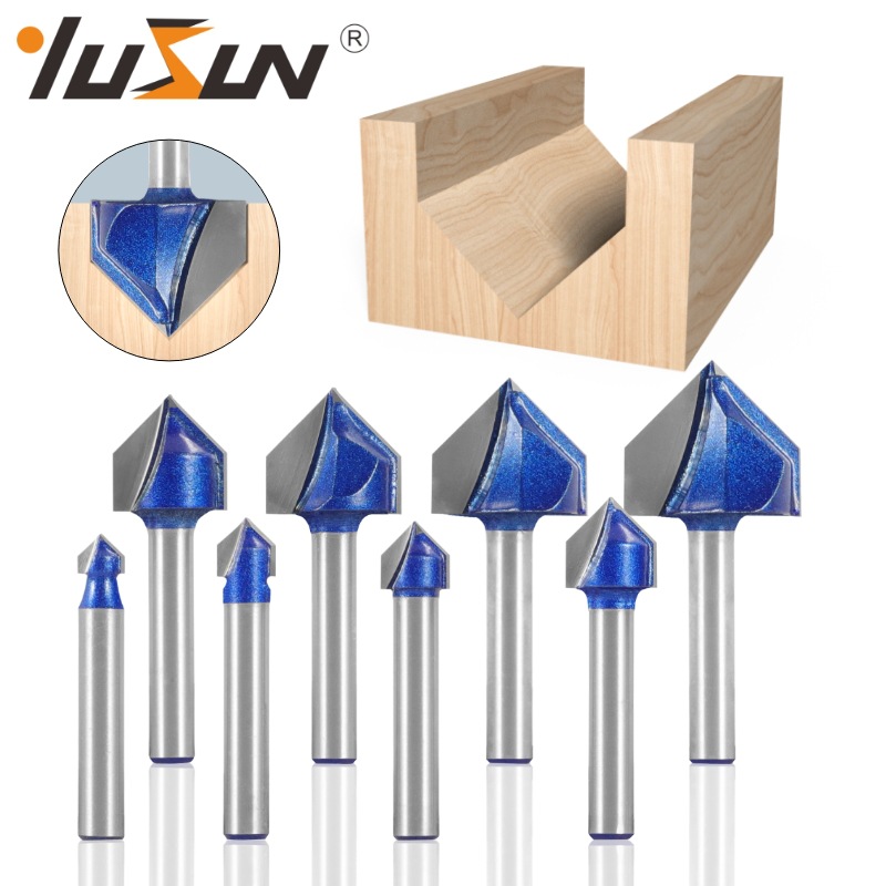 宇盛1/4柄专业级v型刀8单只6.35mm削槽木工铣刀修边机雕刻机