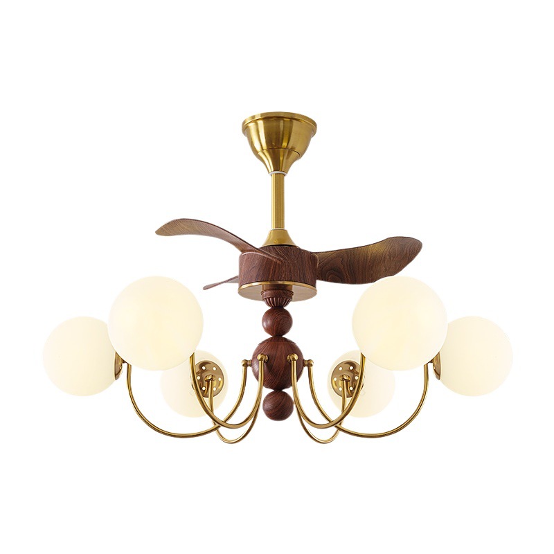 Araña de frijol mágico de estilo antiguo francés, lámpara de ventilador de techo de una pieza, sala retro americana, lámpara de ventilador de sala de estar, lámpara de araña, lámpara de comedor