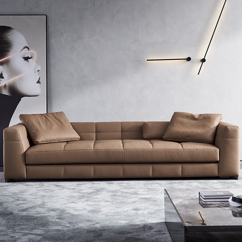 Italiano blzer Breze minimalista sofá de cuero salón moderno minimalista primera capa de piel de vaca de lujo ligero combinación recta
