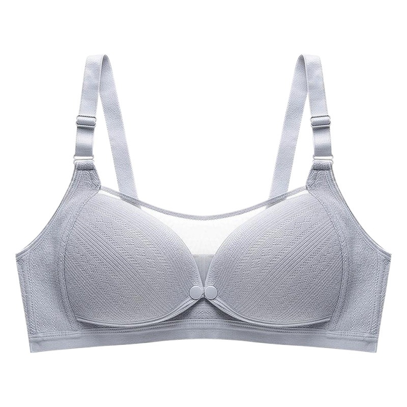 Sujetador de lactancia con realce para mujer, ropa interior con forro transpirable, sujetador de lactancia de algodón con cierre frontal a rayas para mujeres embarazadas