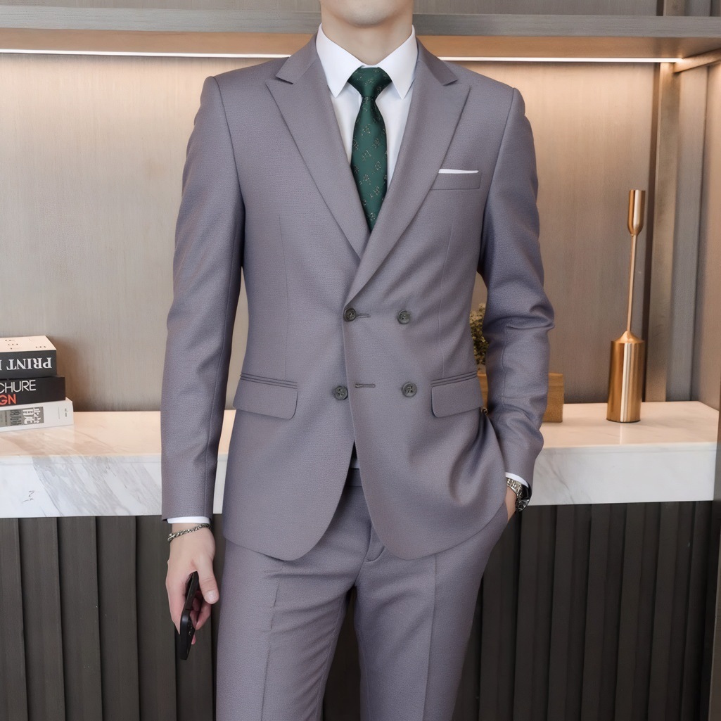 Abito uomo doppio petto stile britannico blazer elegante pantaloni_voghion.com