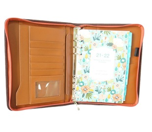 New Zipper Bag Iron Clip Notepad Pu Leather Universal Manual Multi-Function Office Zipper Record Book