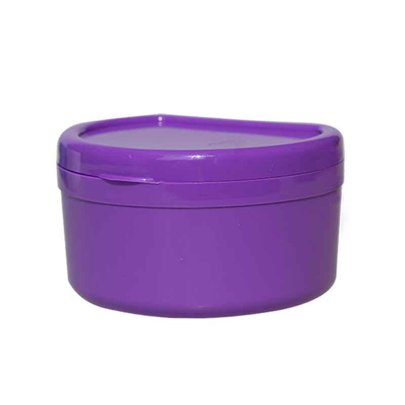 Impresión de almacenamiento de plástico, caja de almacenamiento de limpieza, dentadura postiza semicircular, caja de dentadura en forma de D con filtro, sello de doble capa de plástico