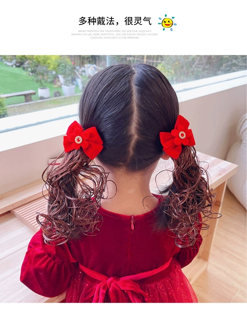 Red bow wig hair clip