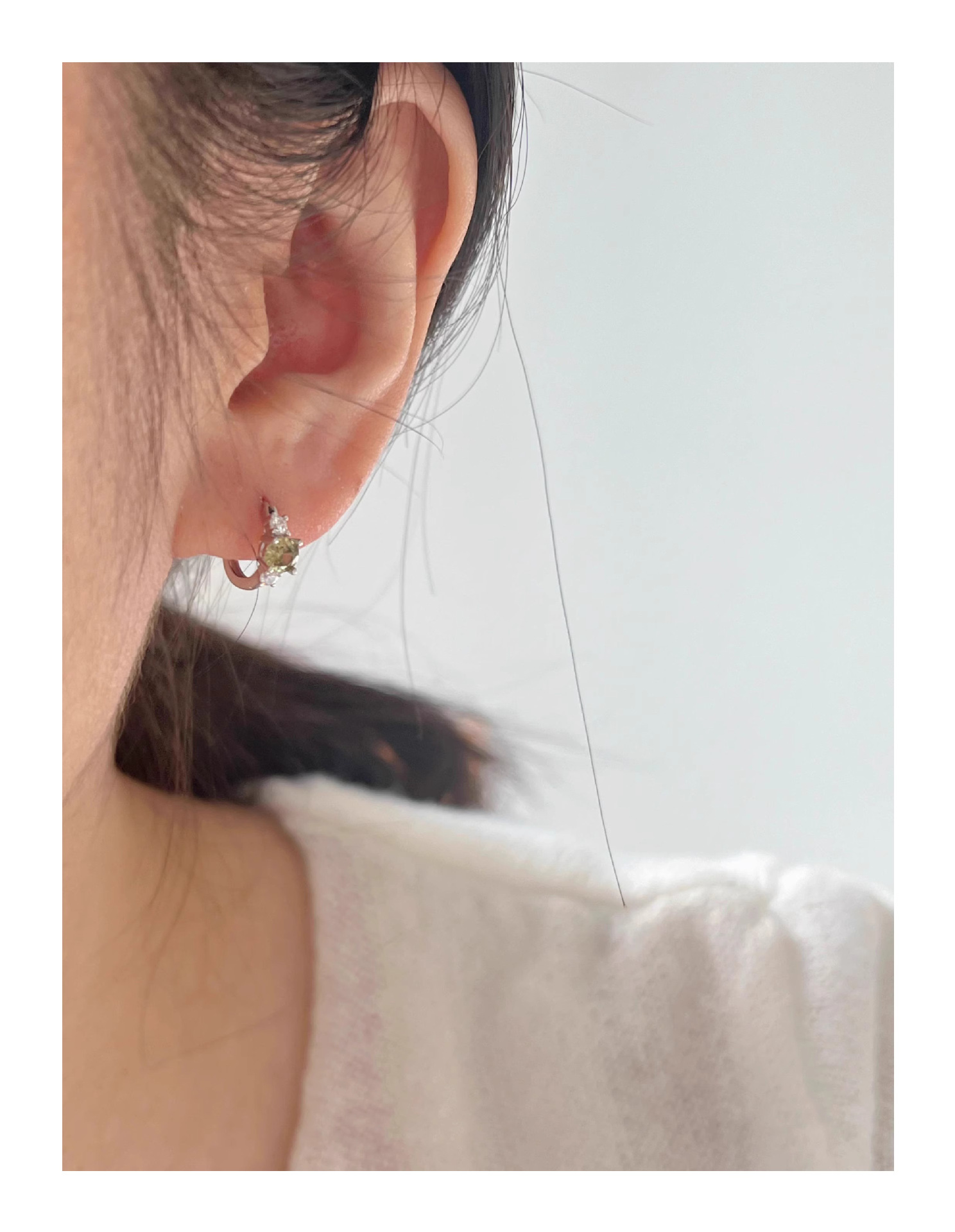 Boucles d'oreilles puce en zircon vert olive style chinois chic_voghion.com