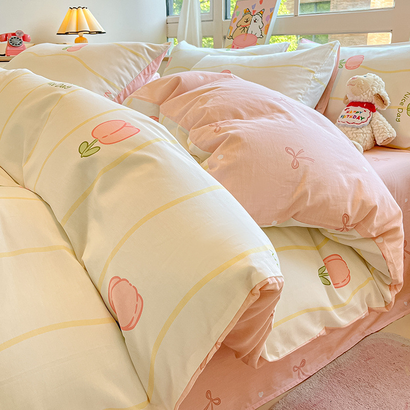 Cama de algodón de cuatro piezas set2025 nuevo algodón colchón sábanas de dormitorio caseras set de tres piezas