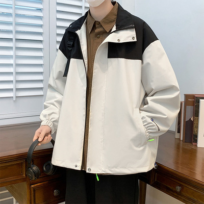 春秋季户外冲锋衣男女款外套可脱卸帽防水防风夹克登山服拼接青年