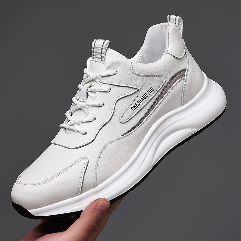 Белая Мужская обувь 2023, новая осенняя Спортивная повседневная обувь из натуральной кожи, Мужская модная дышащая обувь с мягкой подошвой, кожаная обувь для мужчин