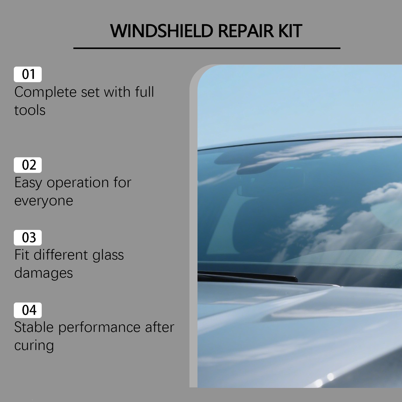 Rayhong Windshield Care Kit Car Windshield Repair Clear Vision Daily Care