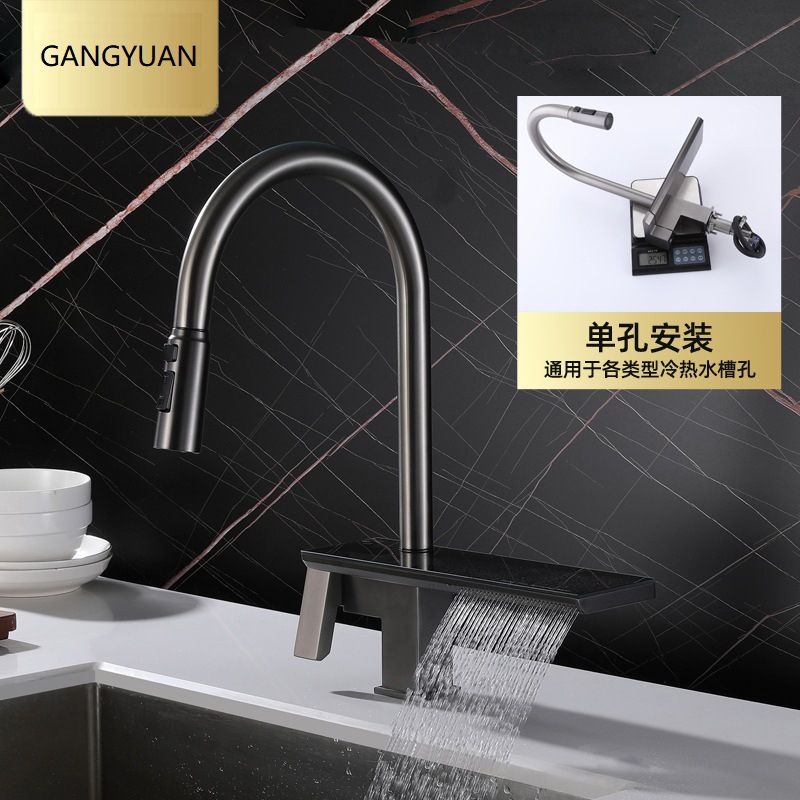 American-style sus304 stainless steel sink faucet, retractable and pull-out sink, single-hole kitchen faucet Application Scenario