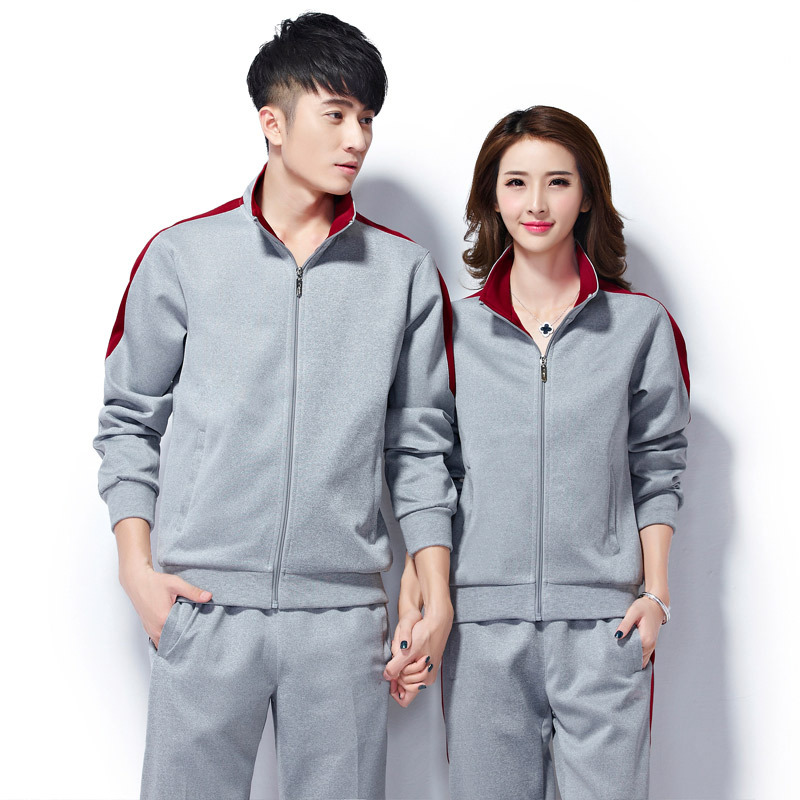 Spring and Autumn Couple Casual Sports Suit Men's and Women's Team Building Outfit Long-sleeved Cardigan Two-piece Middle School Uniform