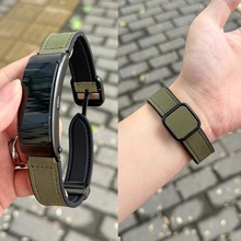 适用华为b7手环表带B6通话手环b5疯马纹真皮B3青春版腕带磁吸方扣