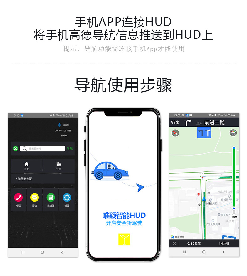 Cross-border universal car head-up display HUD vehicle navigation high-definition OBD+GPS dual-system floating speedometer