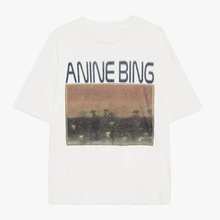 2024早秋新款小众简约风油画印花圆领宽松有机棉套头短袖T恤女