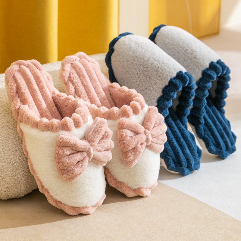 Winter Cotton Slippers Women's Cute Hair...