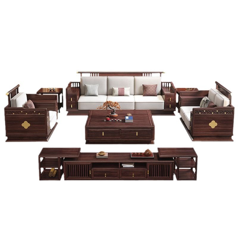 Nuevo sofá de madera chino nuevo muebles de madera de alta gama villa sofá de madera maciza sala de estar moderna china