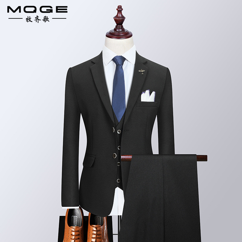 Cross-border Source Solid Color Suit suit Men's Spring and Autumn New Youth Slim-fit Groom Business Suit Three-piece Suit