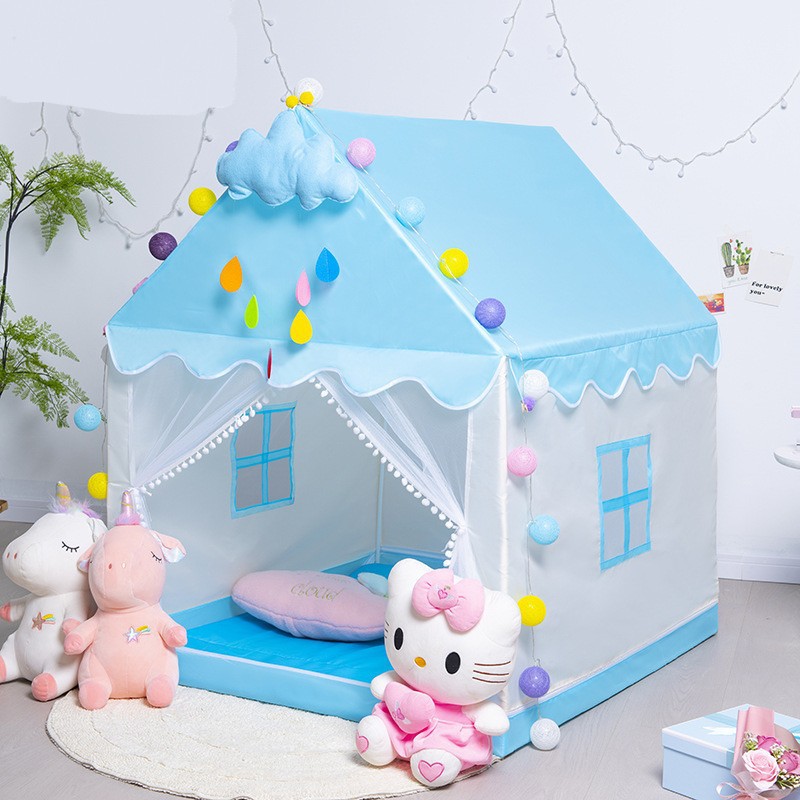 Venta al por mayor de nuevo estilo de casa gris rosa para niños tienda de interior casa de juegos para niños y niñas castillo villa jugar a la casa juguetes