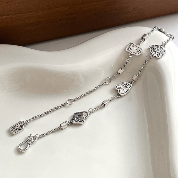 Design elegant cartoon fashionable brand silver bracelet hip-hop…