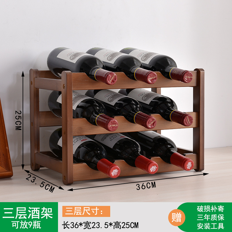 Pequeño fabricante de bambú creativo estante del vino del hogar de estilo europeo estante de almacenamiento de vino encimera estante del vino celosía decoración del hogar