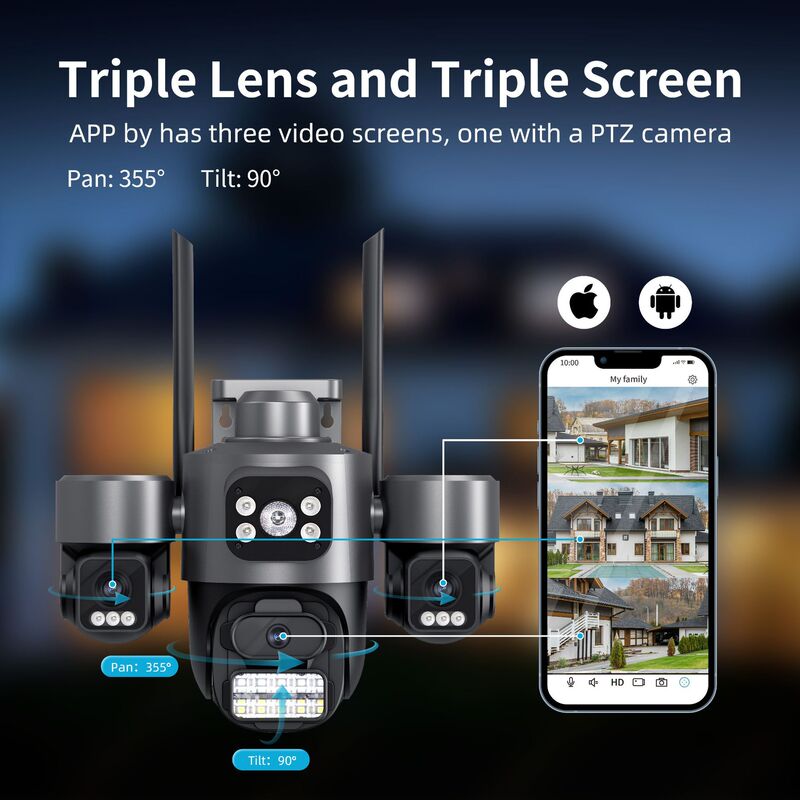 ICSEE 3メッシュ 4メッシュ ガンボール 12MP 監視カメラ 家庭用 屋外 360度 死角なし デュアルカメラ Xiongmai|undefined
