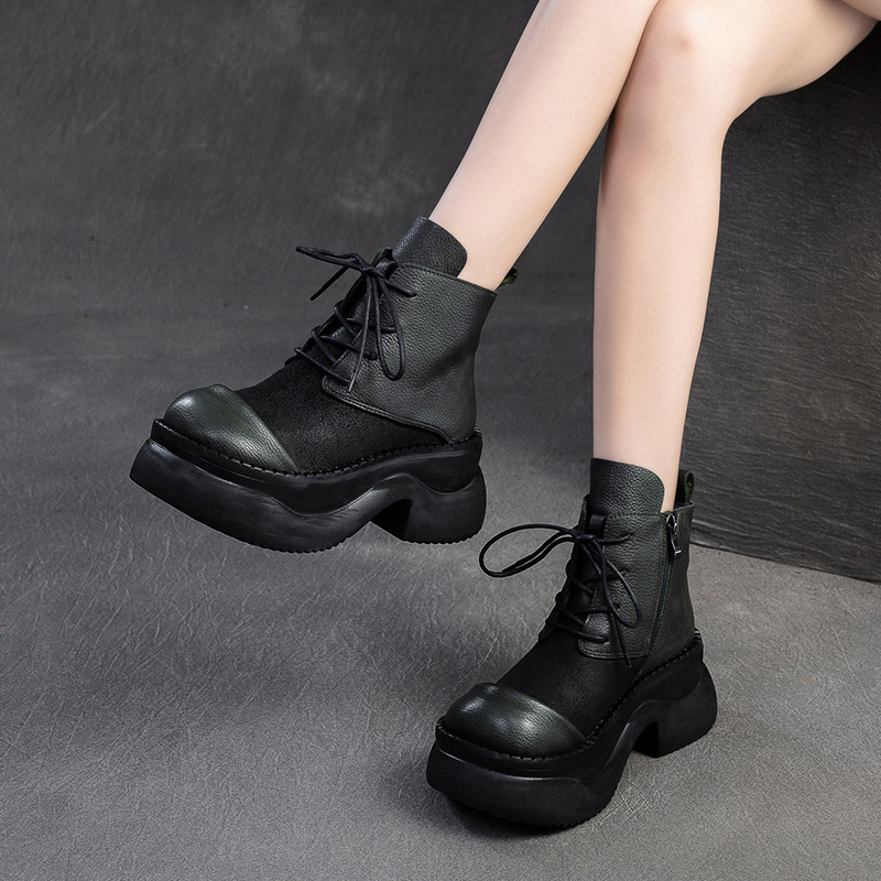 Jiezu 2025 Winter New Style British Style Thick-Soled Side Zipper Women's Casual Boots Are Fashionable and Versatile