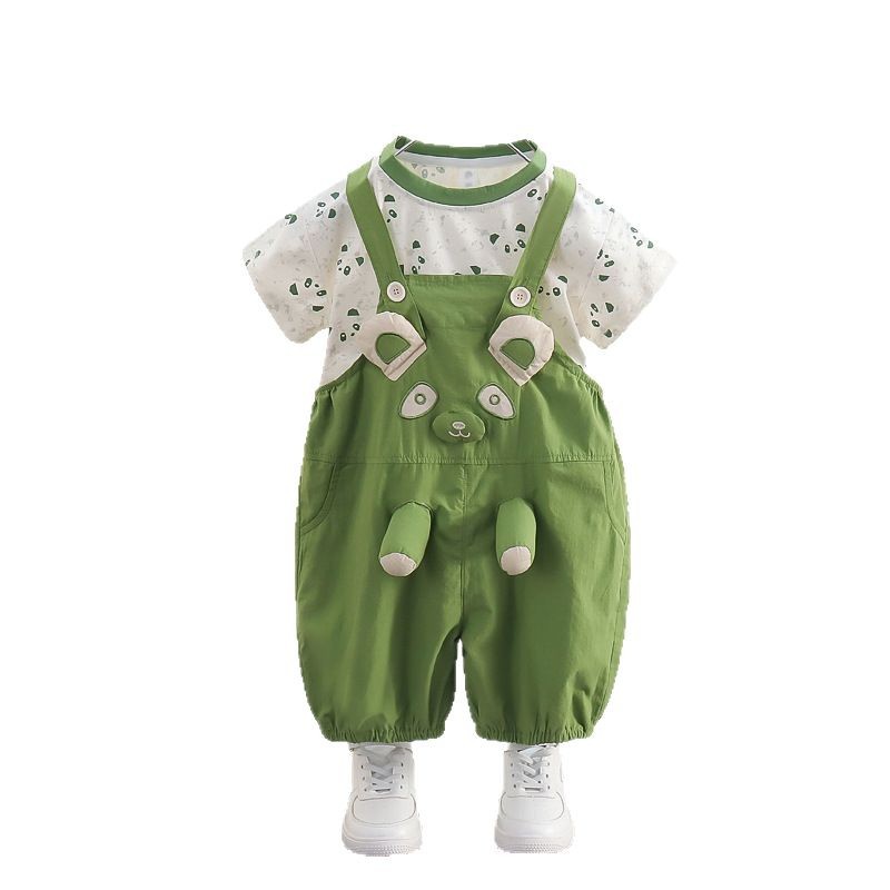 7825 traje de mono de verano para niños 2025 nueva ropa de dibujos animados para bebés ropa de verano de manga corta de estilo occidental para bebés y niños